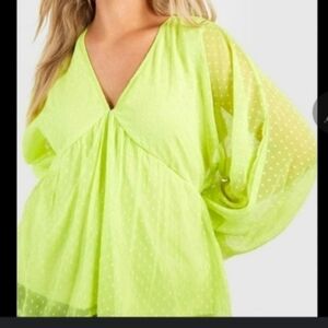 Boohoo Plus Dobby Mesh Puff Sleeve Smock Top 20